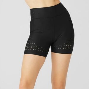 Alo Yoga Airlift High-Waist Laser Cut Speedy Shorts in Black NWT